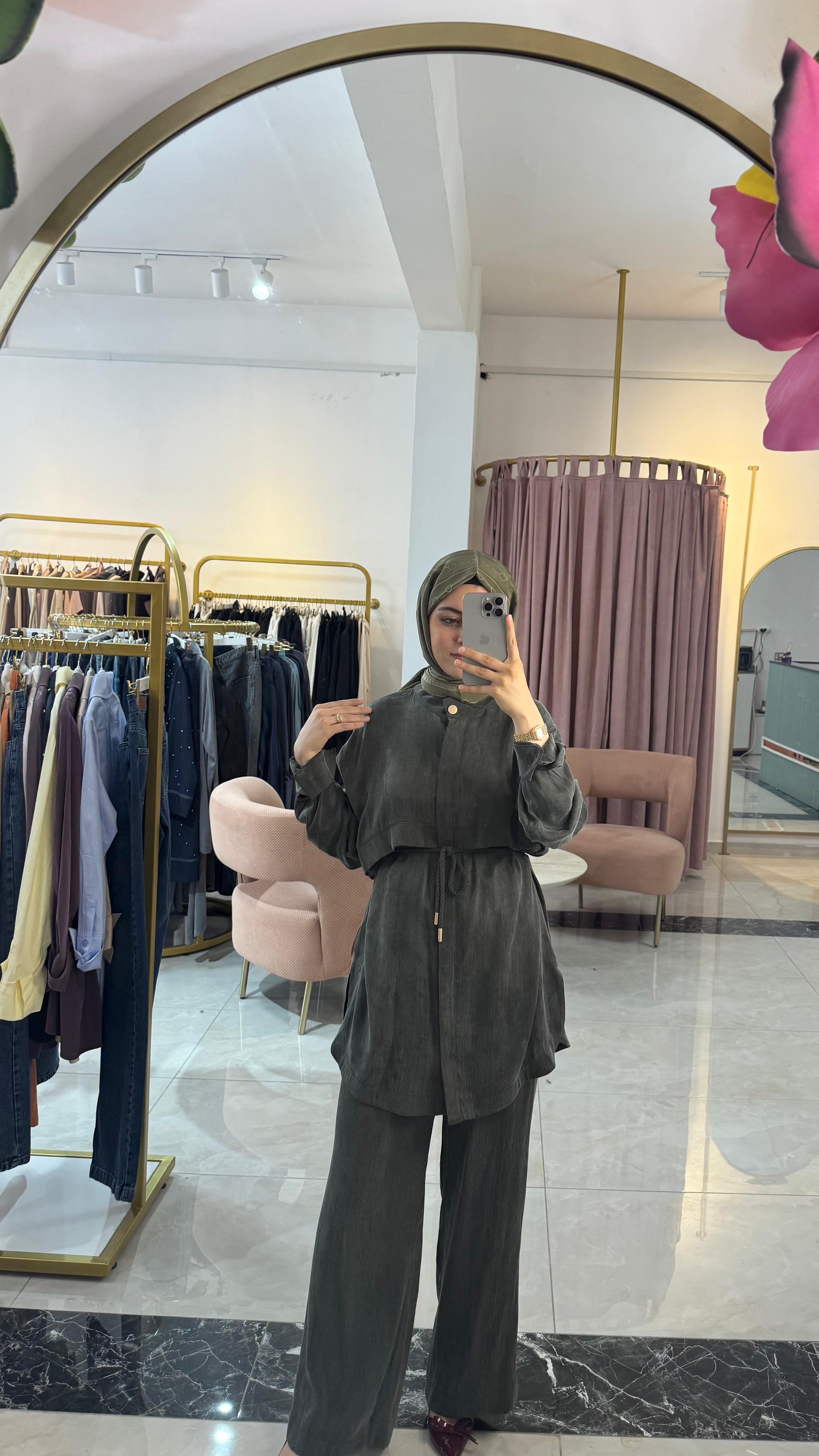 JASMY ALLERLİ DÜĞMELİ LYOCELL PANTOLON TAKIM