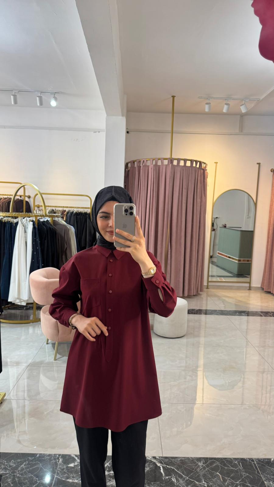 6064 BORDO GÖMLEK