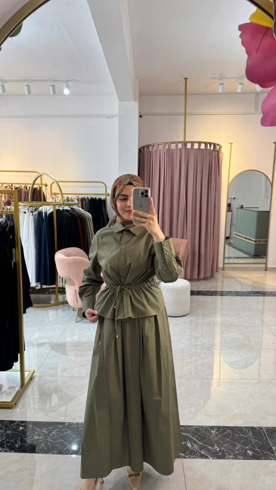 DOLCE KOTON ETEK GÖMLEK TAKIM HAKİ