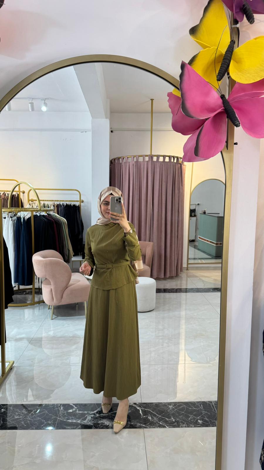 MİORİ VERDE ETEKLİ RAYON TAKIM YAĞ YEŞİLİ