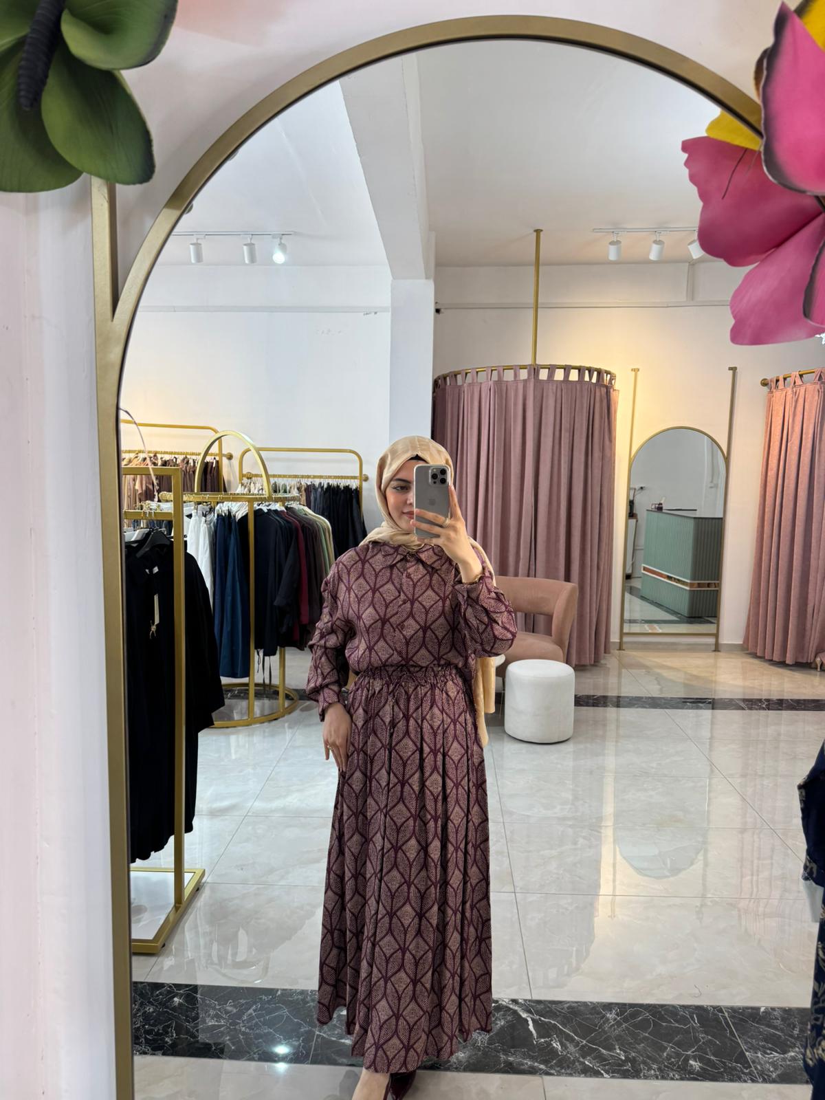 MİORİ TORİNO ETEKLİ RAYON VİSKON TAKIM BORDO