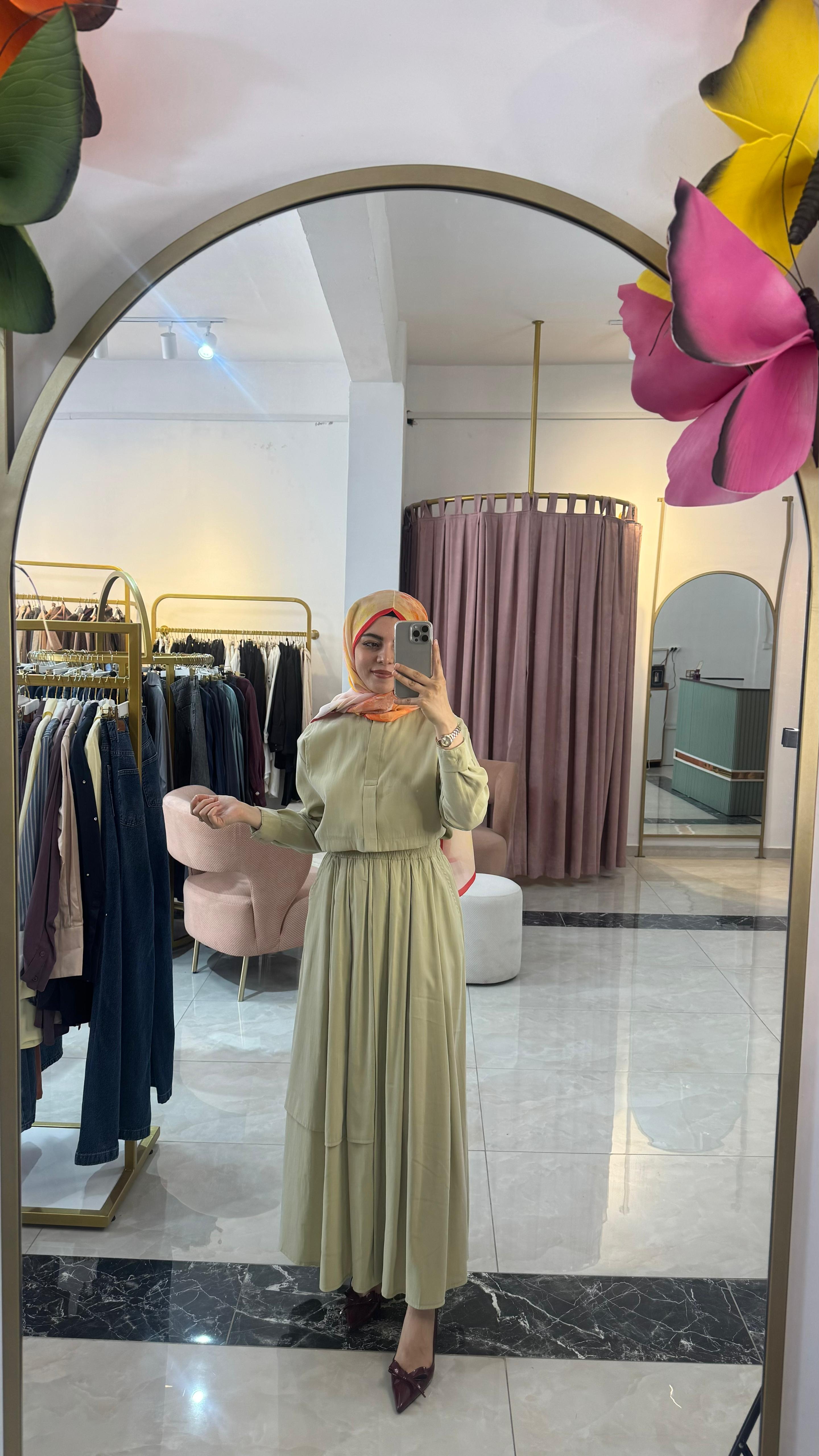 Bianca Allerli Asimetrik Modal Etekli Takım