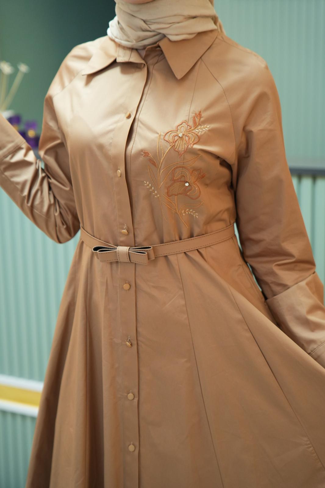 İşleme Detaylı Gömlek Elbise