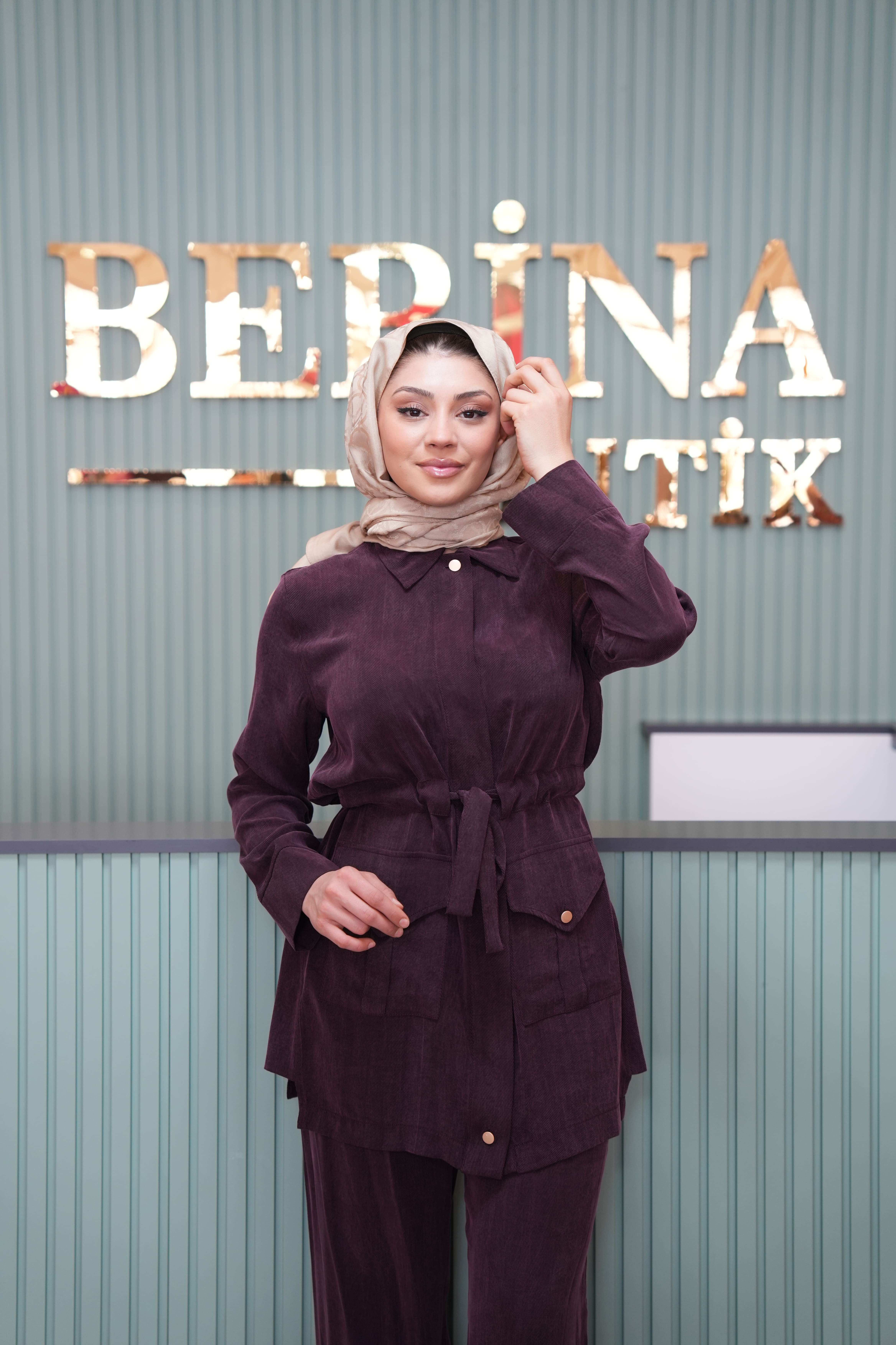 Siena Beli Bağlamalı Cepli Pantolonlu Takım MÜRDÜM