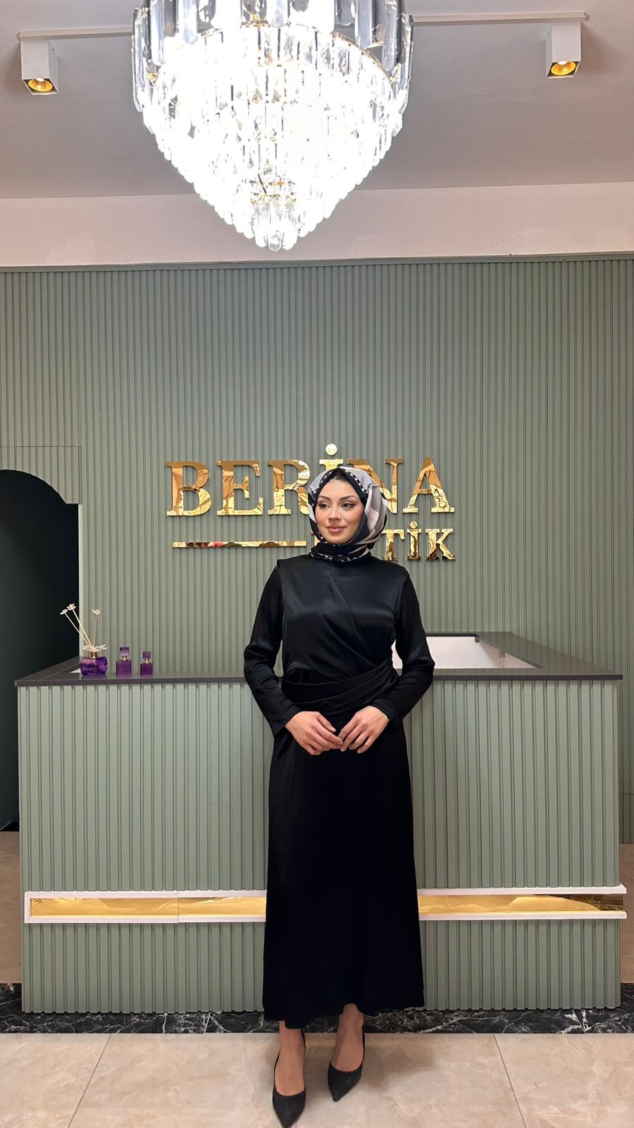 VATKALI ELBİSE SİYAH- WENNORA